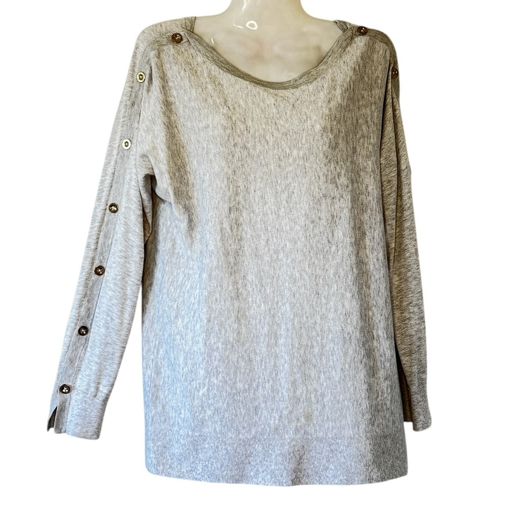 Lilly Pulitzer Arna Pullover Sweater Cotton Blend Light Grey Coolmax  Medium - Picture 2 of 10
